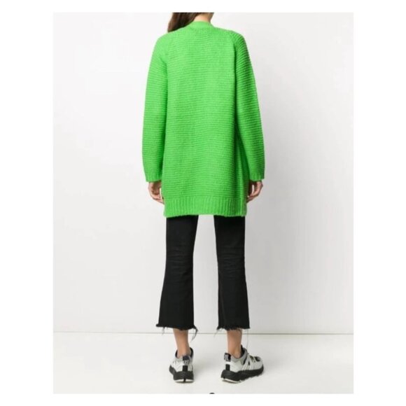 Scotch & Soda Chunky Knit Wool-Blend Open-Front Green Cardigan Sweater Small - Picture 4 of 14